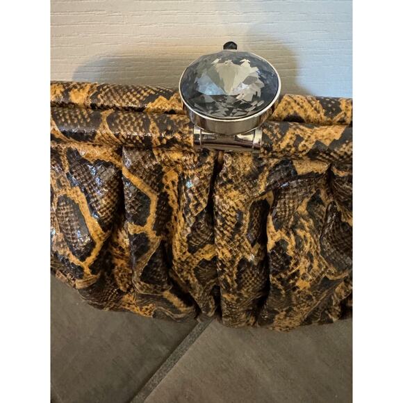 IRIS LANE ANIMAL PRINT LEATHER EMBELLISHED CLUTCH - Picture 3 of 6